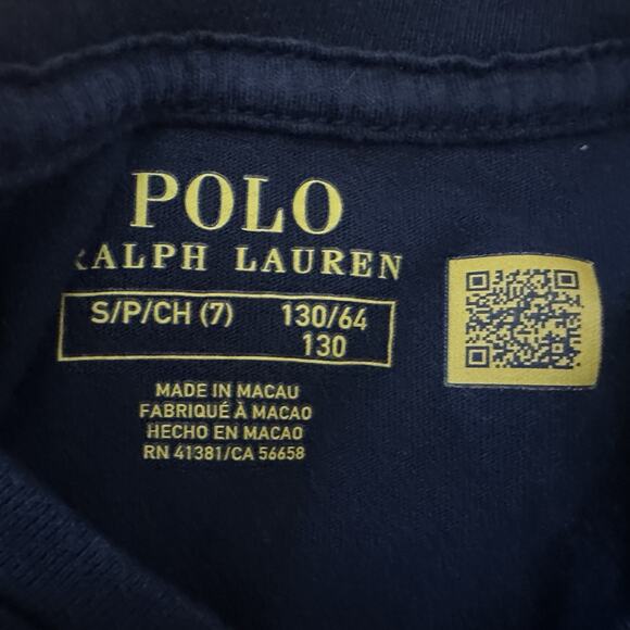 Polo Ralph Lauren Polo Bear Long Sleeve T Shirt Girls Size Small 7 Blue Preppy - Picture 4 of 6